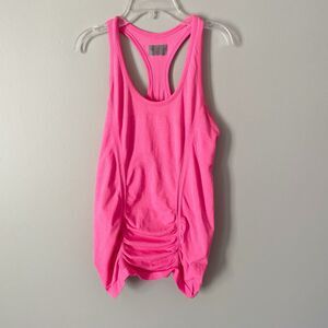 Athleta Size S Pink Sleeveless Fastest Track Workout Athletic Shirt Ruched